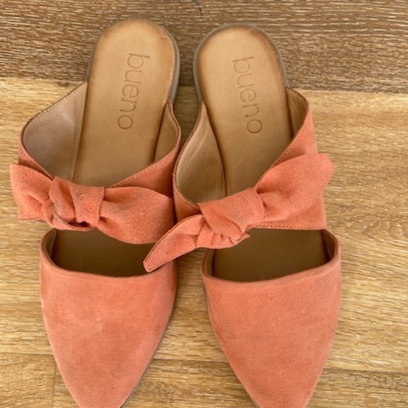 New Bueno Orange Suede Slides Size 7 - Picture 2 of 5